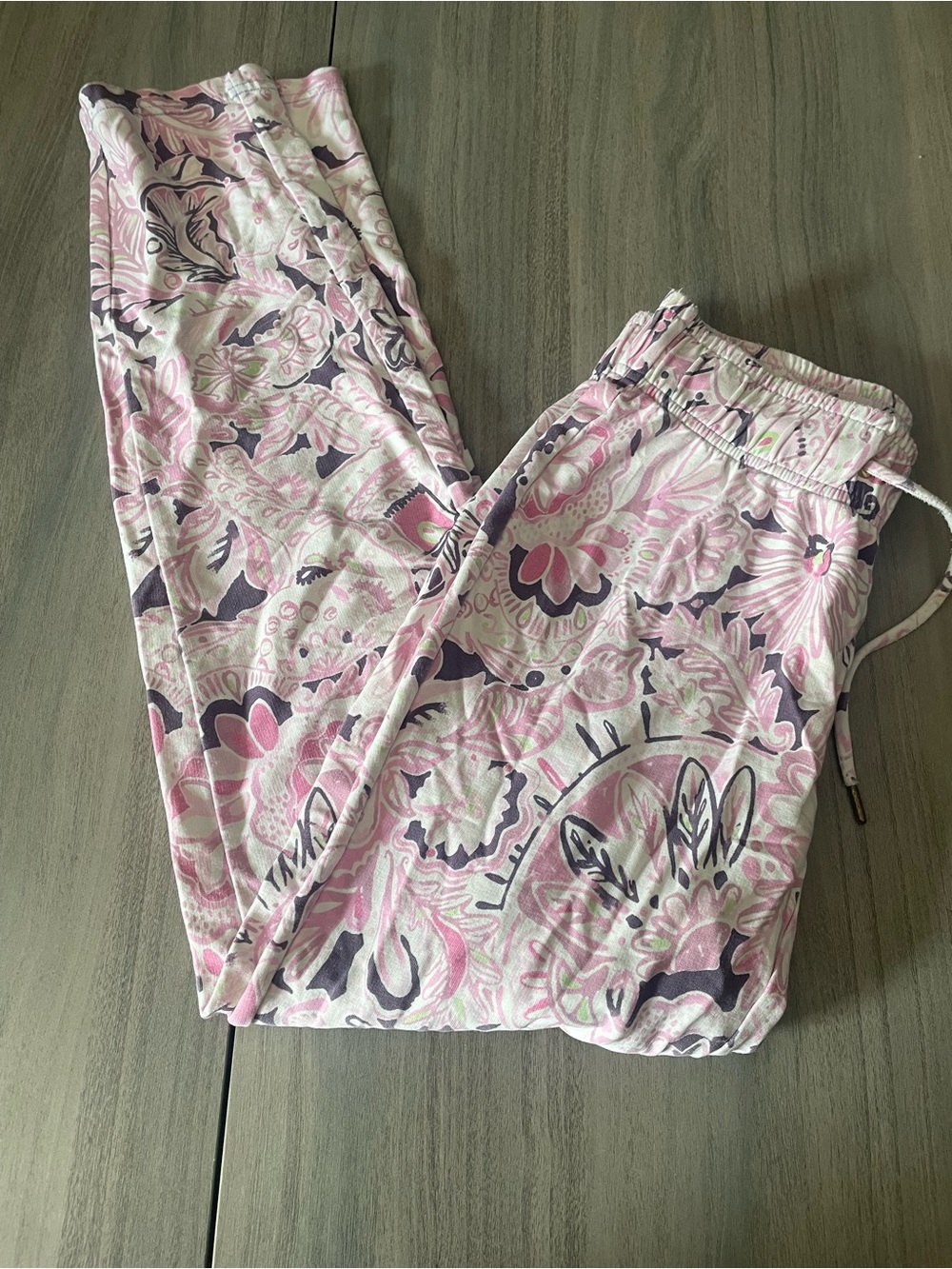 Lilly Pulitzer Knit Pajama Lounge Pants Pink Purple Floral Paisley XXS